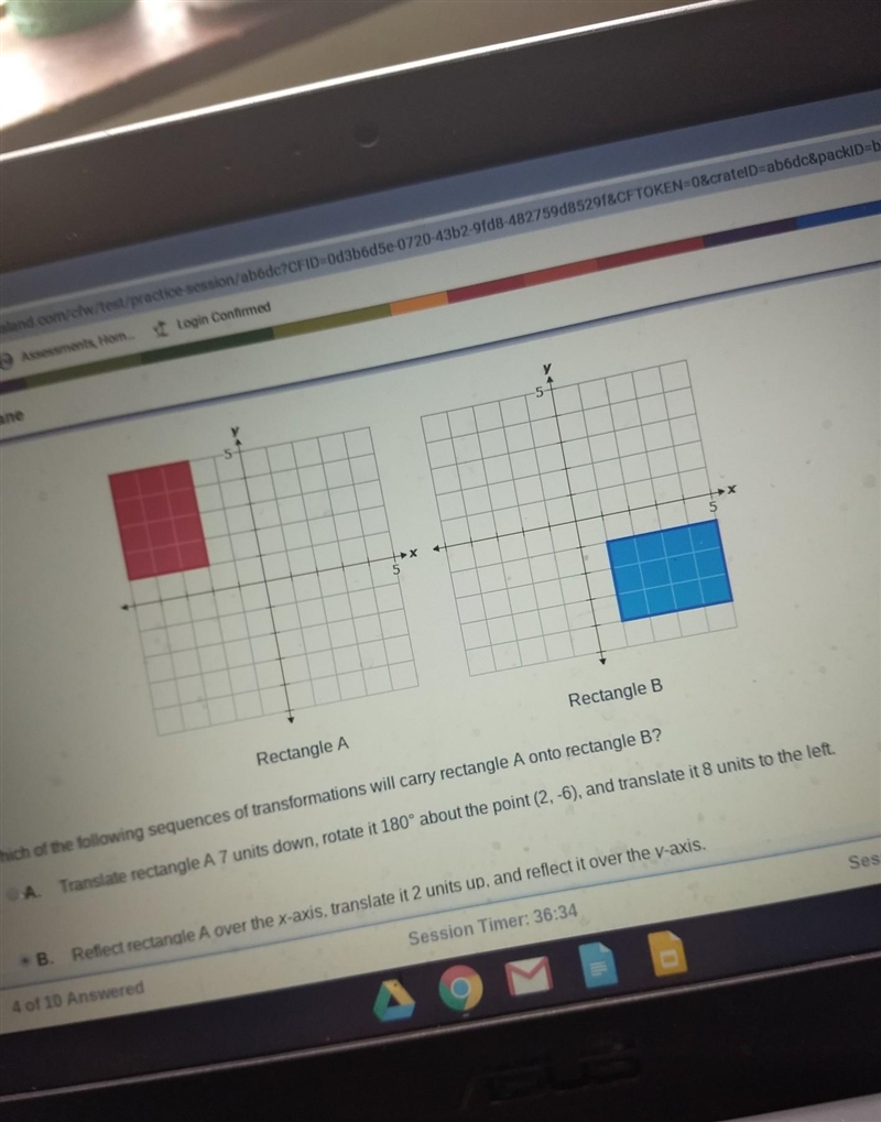 can someone please explain what is happening to rectangle A? Answer choice c says-example-1