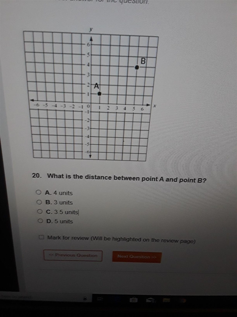 A = 4 units B= 3 units C= 3.5. D= 5 units-example-1