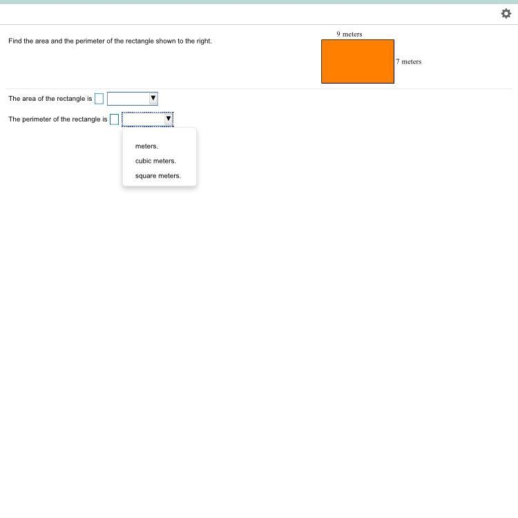 I need help please. 2nd box: meters, cubic meters, or square meters.-example-1