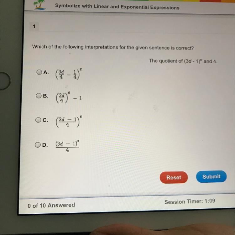 Which of the following interpretation for the given sentence is correct?-example-1