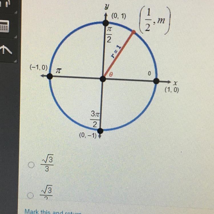 In the diagram below , tan theta =square root 3. What is the value of m?-example-1