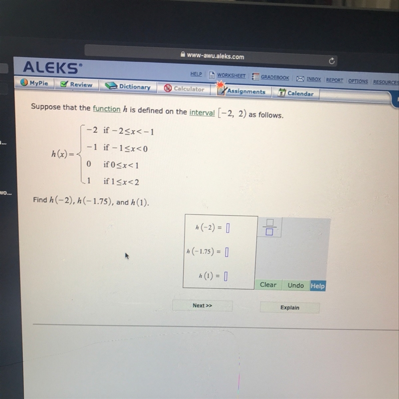 What is h(-2) H(-1.75) H(1)-example-1