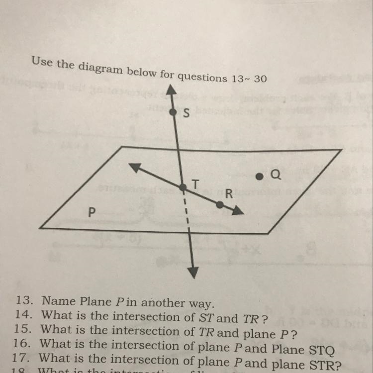 Urgent help me plz 13. Name Plane Pin another way. 14. What is the intersection of-example-1