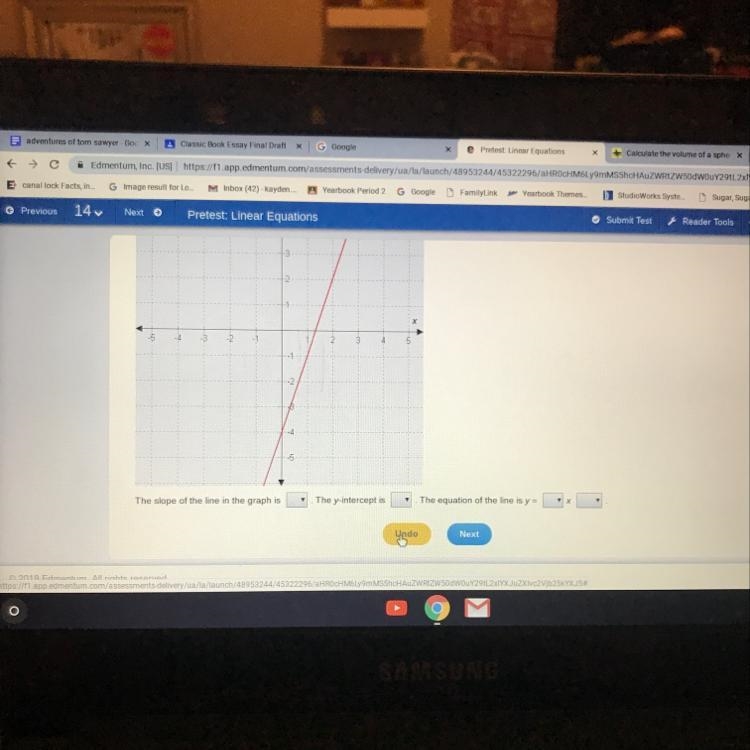 LOOK AT PHOTO PLEASE The slope of the line in the graph is ____ The y-intercept is-example-1