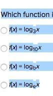 Which function is equivalent to f(x) = lnx? f(x) = log3x f(x) = log10x f(x) = logbx-example-1