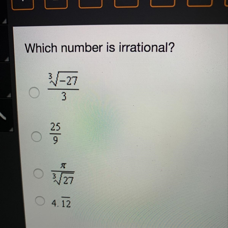 What number is irrational??-example-1