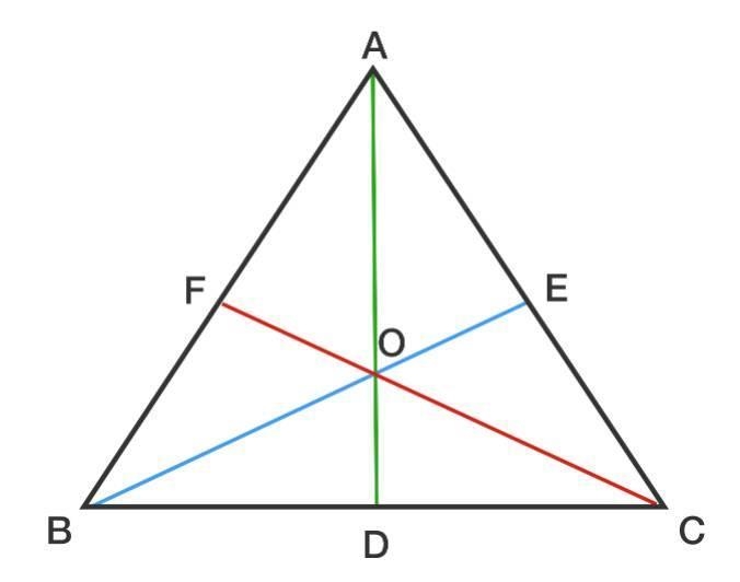 In equilateral ΔABC, AD, BE, and CF are medians. If BC = 12, then DO = A) 2 square-example-1