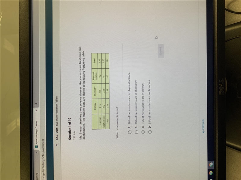 Ms.Stewart teaches three science classes. Her students are freshman and sophomores-example-1