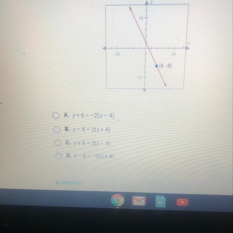 The slope of the line below is -2 use the coordinates of the labeled point to find-example-1