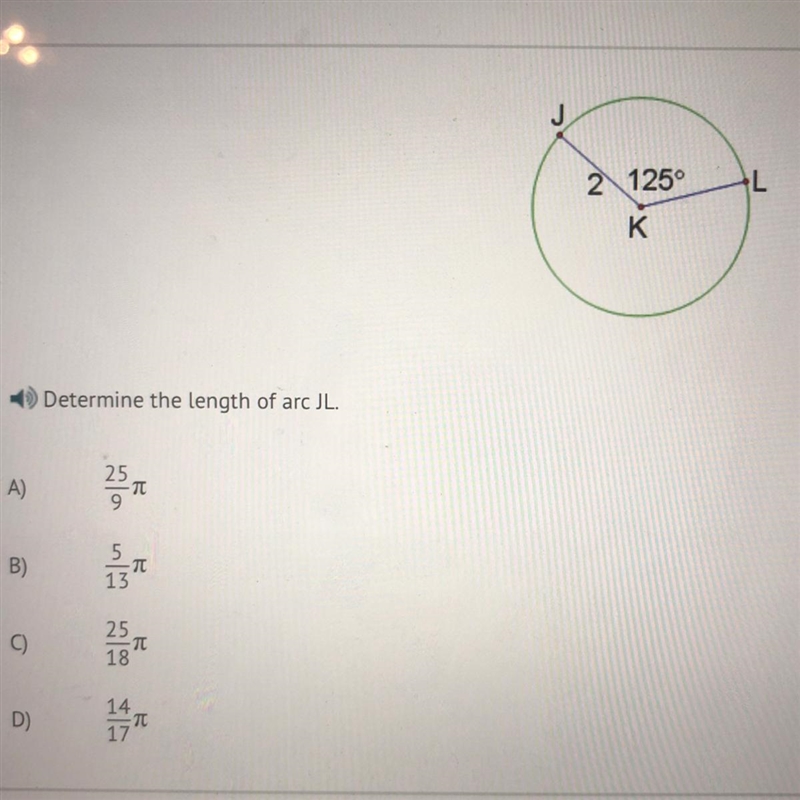 Determine the length of arc jl-example-1