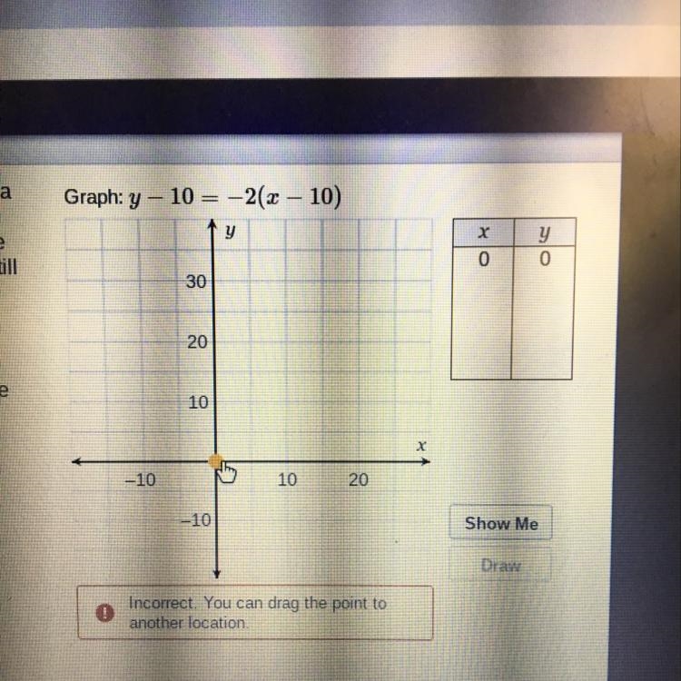 Graph: y - 10 = -2(x - 10)-example-1