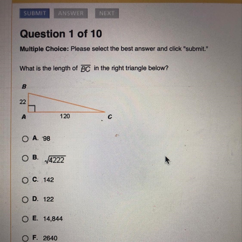 What is the length of BC in the right triangle below?-example-1