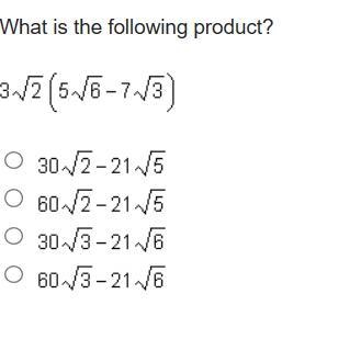 What is the following product? 3sqrt2 (5sqrt 6-7sqrt3)-example-1