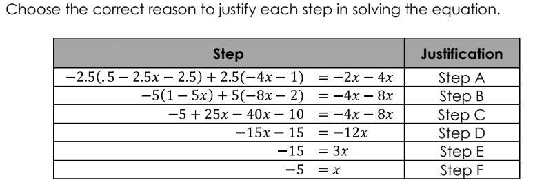 What are the justifications for each of the different steps The options for each are-example-1