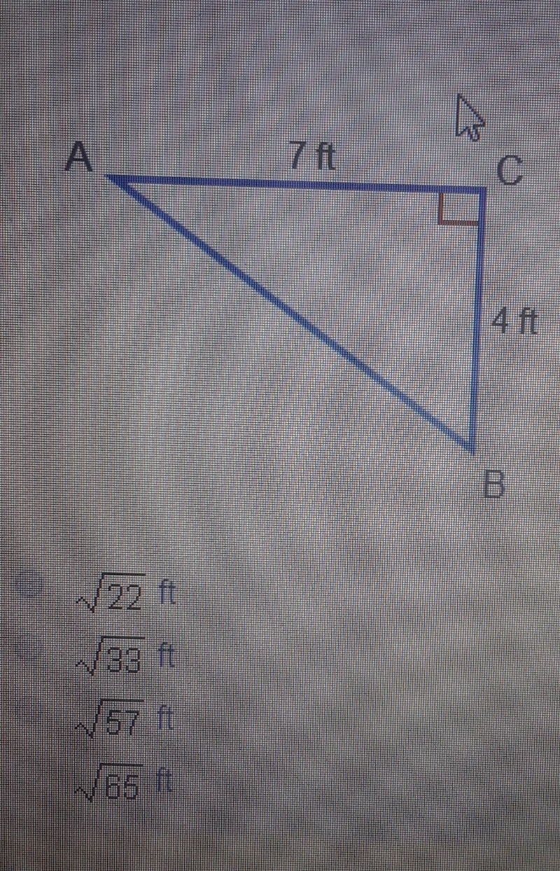 PLEASE HELP ASAP!!! what is the length of the hypotenuse of the triangle?​-example-1