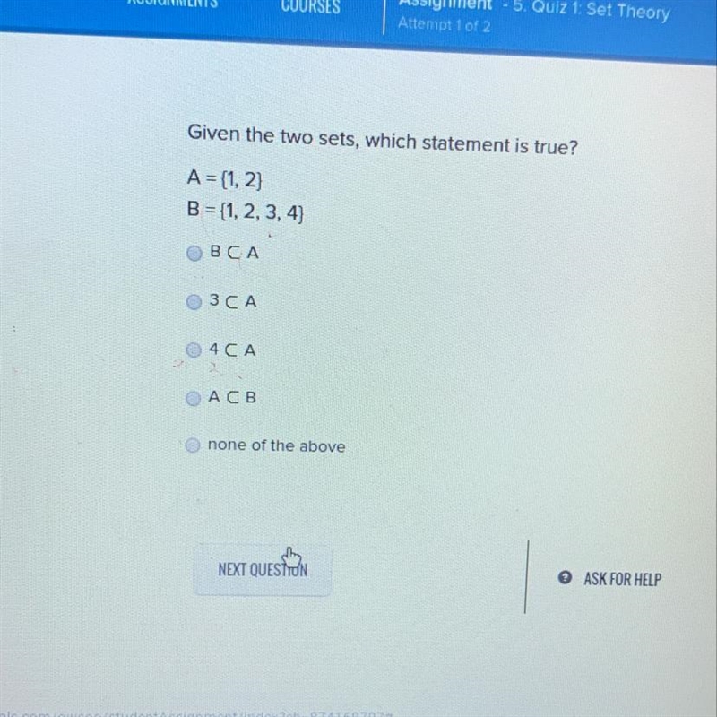 Given the two sets which statement is true-example-1