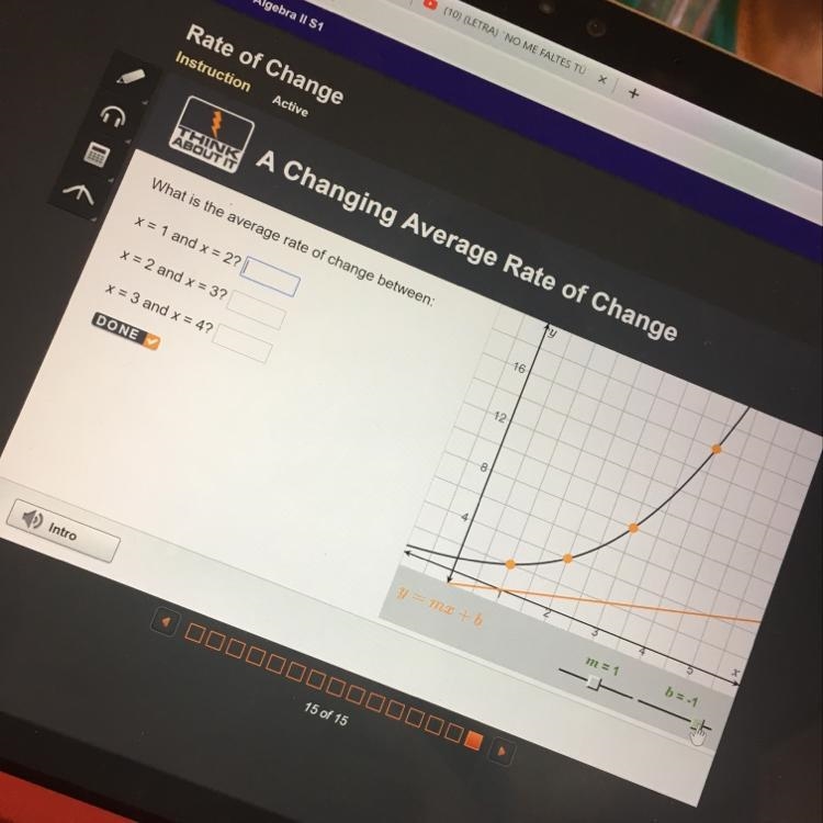 What is the average rate of change between: X=1 and x=2? ___ X=2 and x=3? ___ X=3 and-example-1