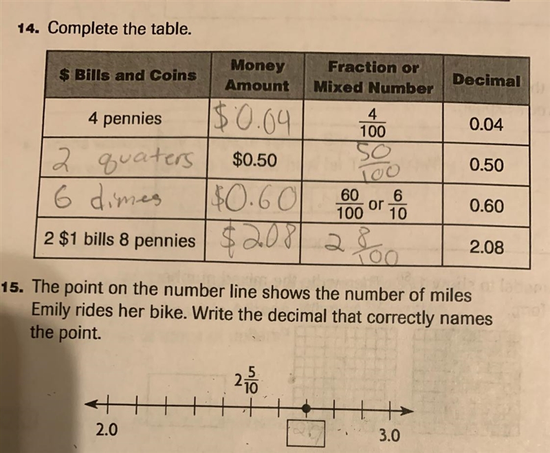 The point on the number line shows the number of miles Emily rides her bike right-example-1