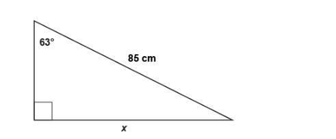 In this triangle, what is the value of x? Enter your answer, rounded to the nearest-example-1