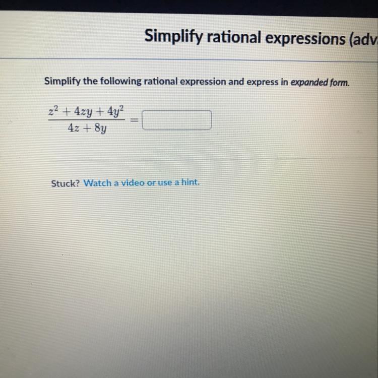 Simplify the following rational expression and express in expanded form.-example-1