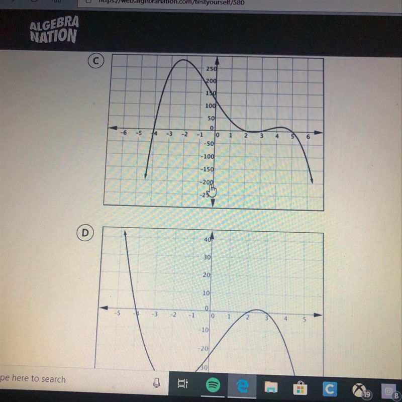 The polynomial function f(x)=-x^3+x^2+14x-24 has zeros at x=-4, x=3, and x=2. Which-example-1