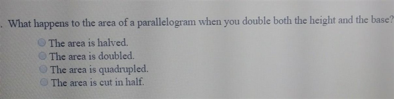 What happens to the area of a parallelogram when you double both the height and the-example-1