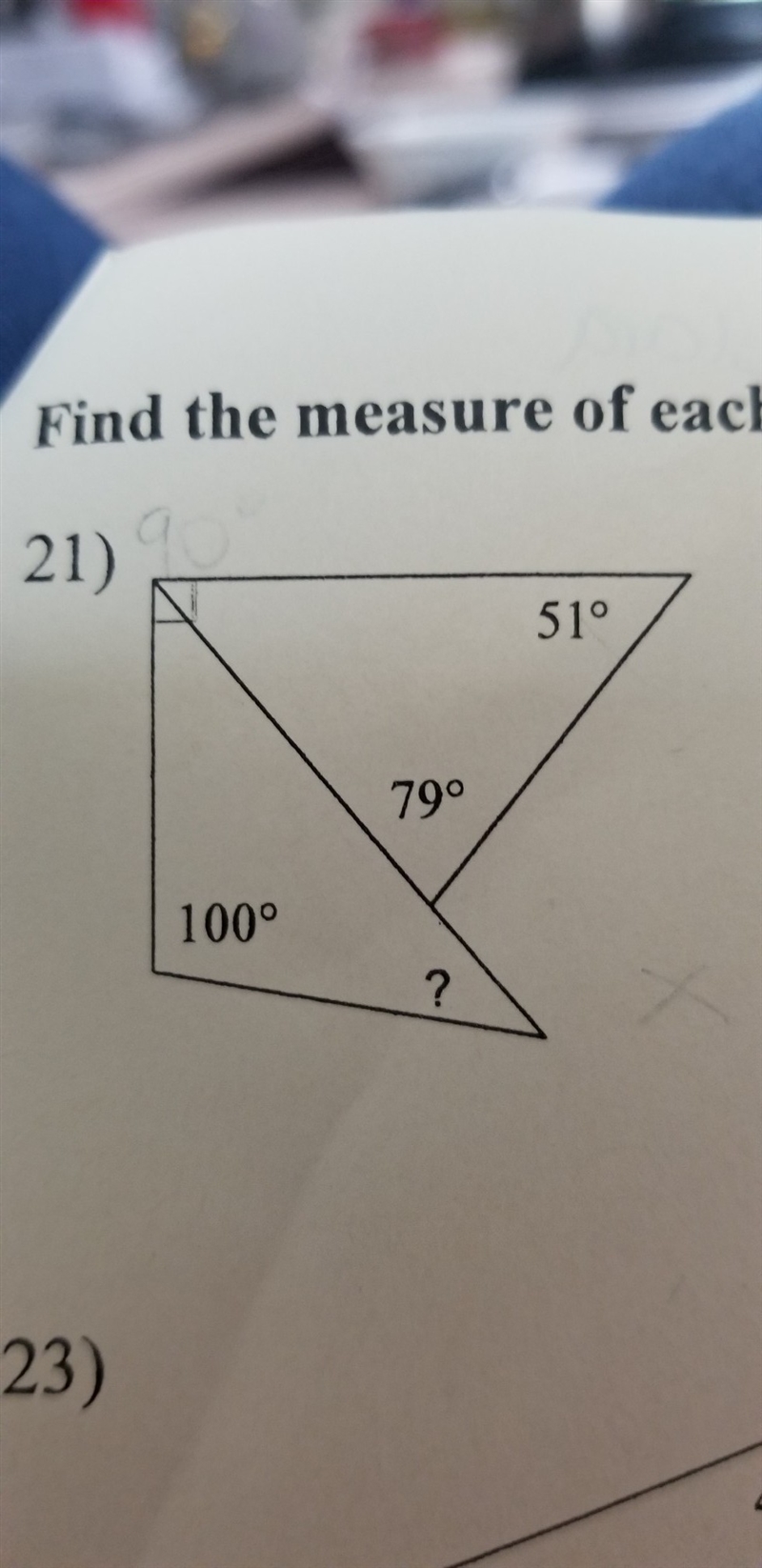 I need to find the measure of each angle. I don't know where or how to start?​-example-1