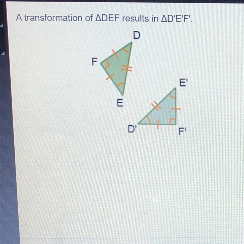 A transformation of ADEF results in AD'EF. Which transformation maps the pre-image-example-1