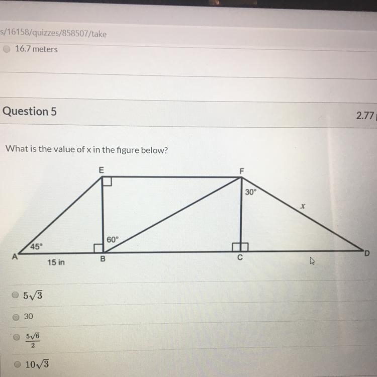 Help!! “What is the value of X in the figure below?” 15 points!-example-1