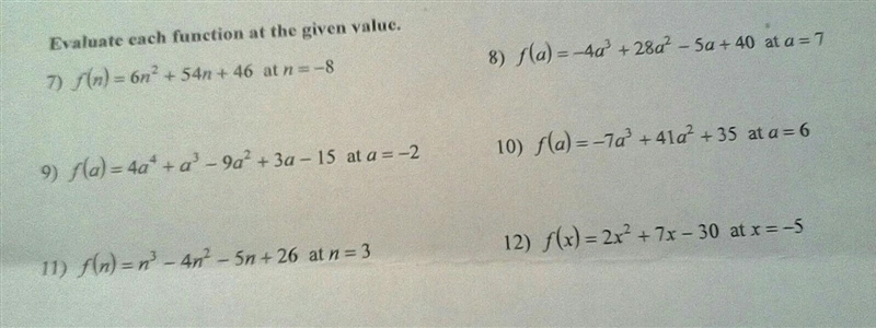 Evaluate each function at its given value​-example-1