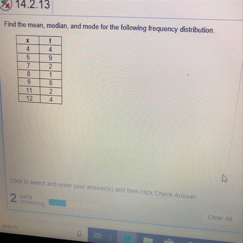 What is the mean, median, and mode?-example-1