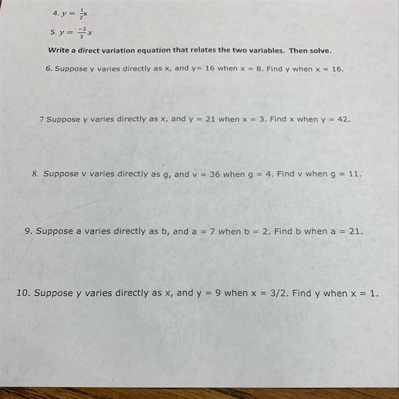 Direct variation worksheet-example-1