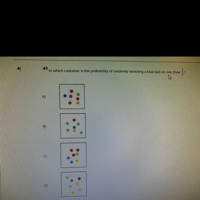 In which container is The probability of randomly selecting a blue ball on one draw-example-1