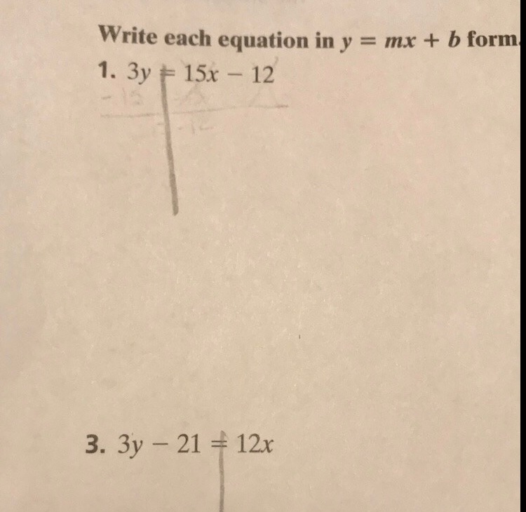 (Picture included) How do I convert these two into Slope-Intercept form?-example-1