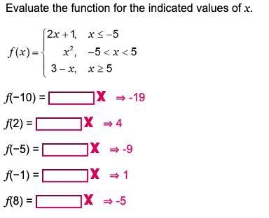 Evaluate the function for the indicated values of x.-example-1