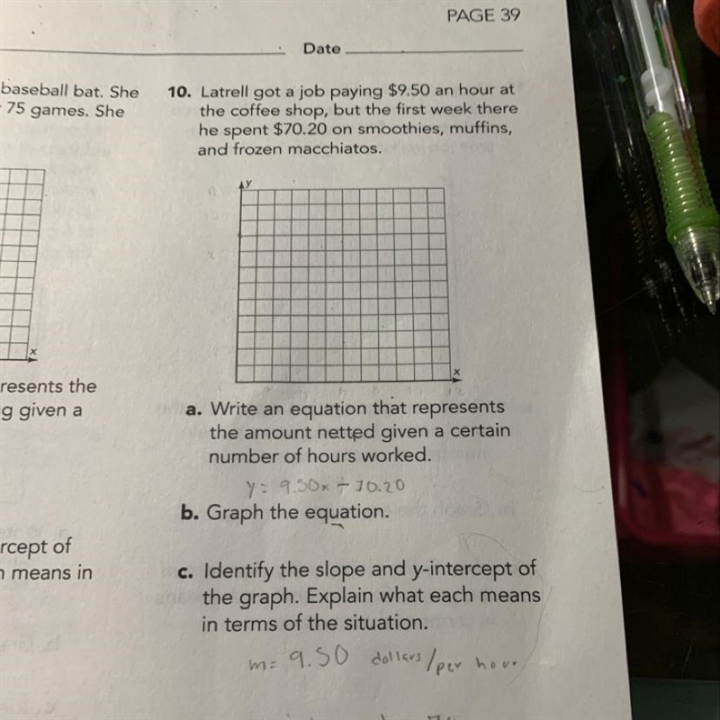 Can anyone please help me graph this and tell me if the equation is correct thank-example-1