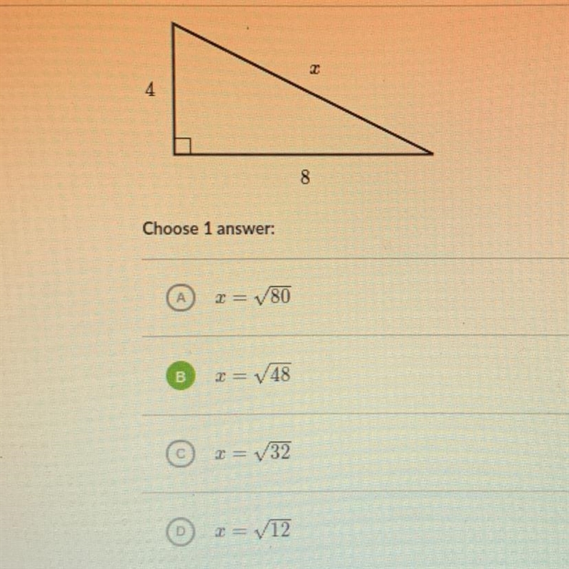 Find the value of x in the triangle shown-example-1