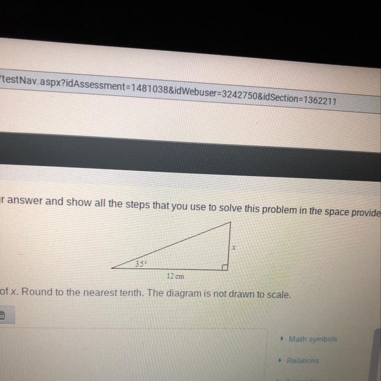 Find the value of X round the link to the nearest 10th the diagram is not drawn to-example-1