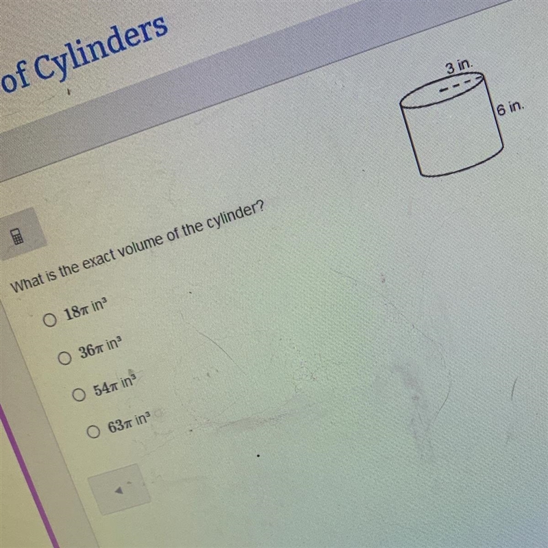 What is the exact volume of the cylinder?-example-1