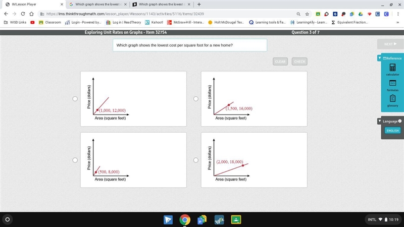 Which graph shows the lowest cost per square foot for a new home?-example-1