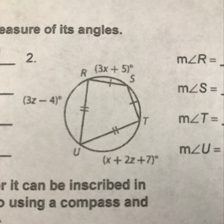 The lesson is 19.2 Angles in inscribed Quadrilaterals-example-1