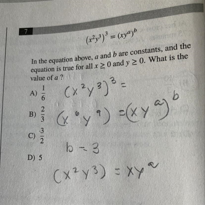 (x^2y^3) = (xy^a)^b In the equation above, a and b are constants, and the equation-example-1