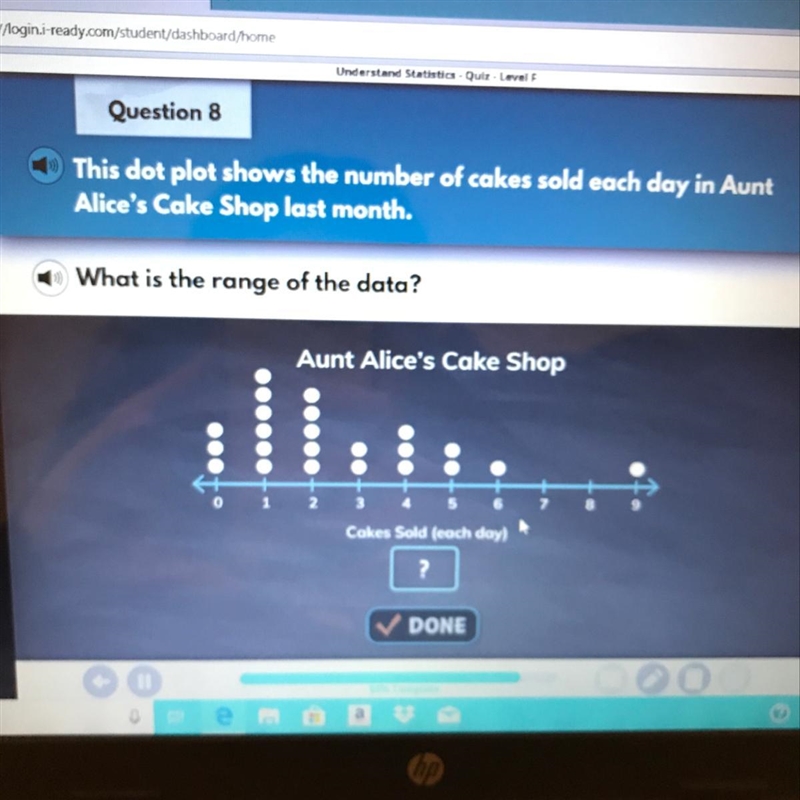 This dot plot shows the number of cakes sold each day in aunt alices cakes shop last-example-1