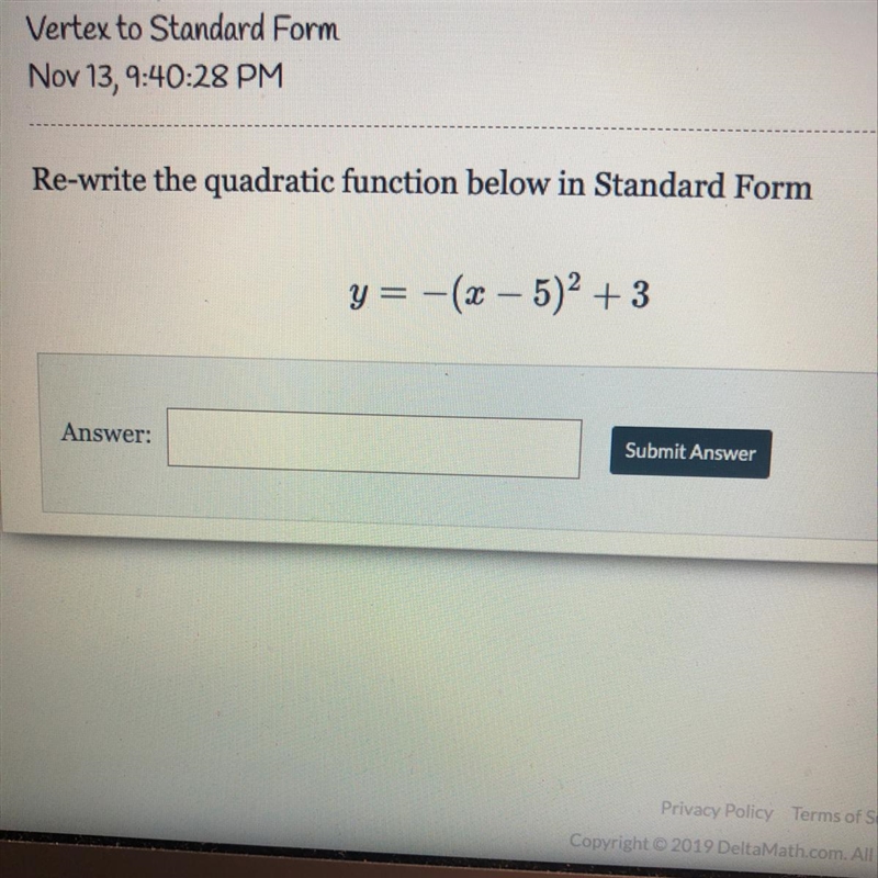 Rewrite quadratic function in standard form-example-1