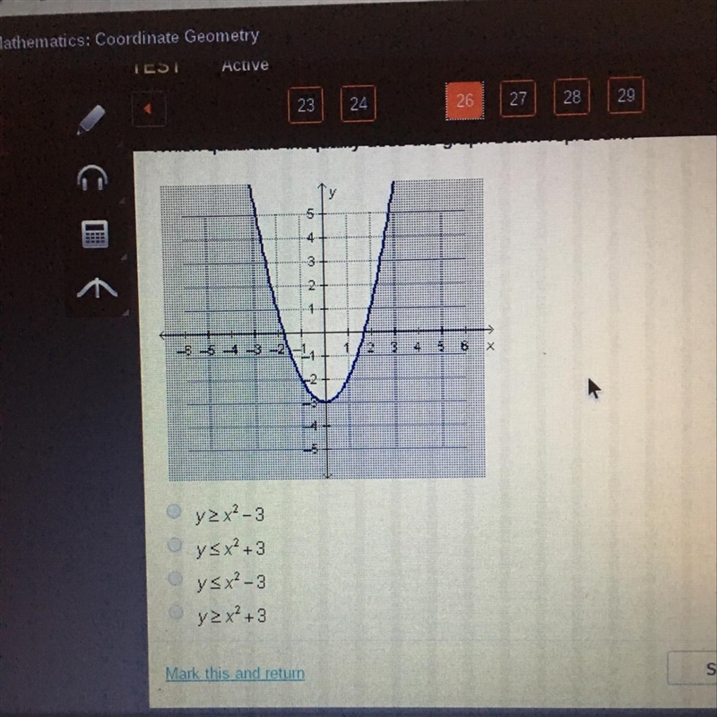 Which quadratic inequality does the graph below represent?-example-1