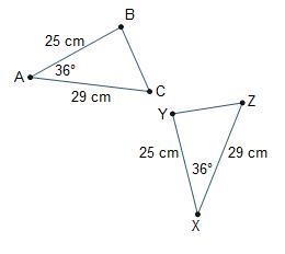 How can ΔABC be mapped to ΔXYZ? Triangles A B C and X Y Z are shown. The lengths of-example-1