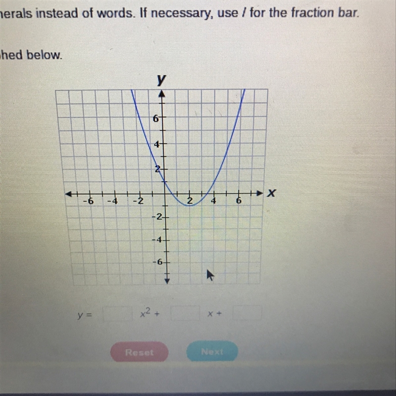 Determine the equation for the parabola graphed below-example-1