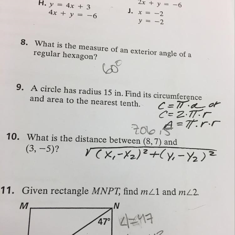 10. What is the distance between (8,7) and (3,-5)?-example-1