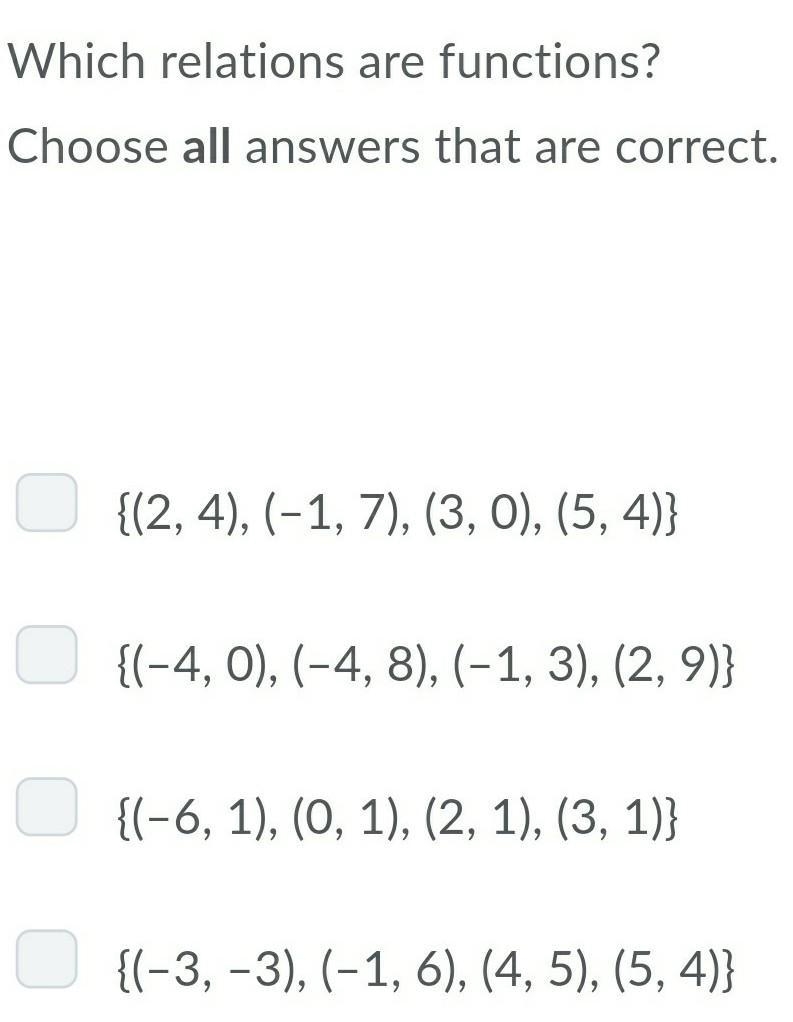 Which relations are functions ​-example-1