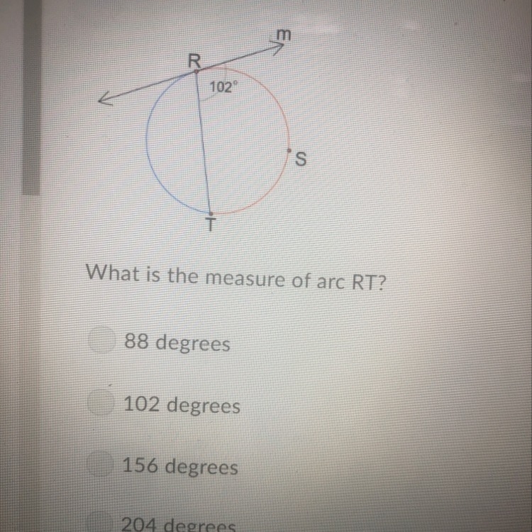 What measure of arc RT?-example-1